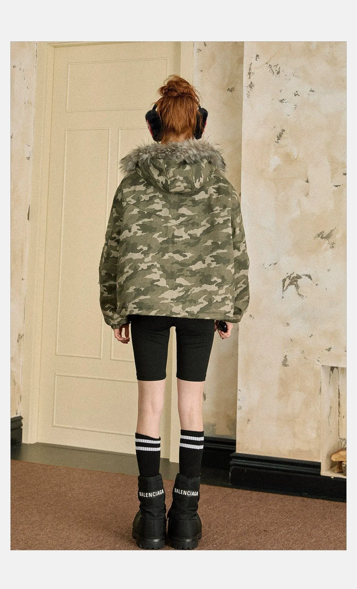 Tom Camo Fur Hood Puffer Jacket