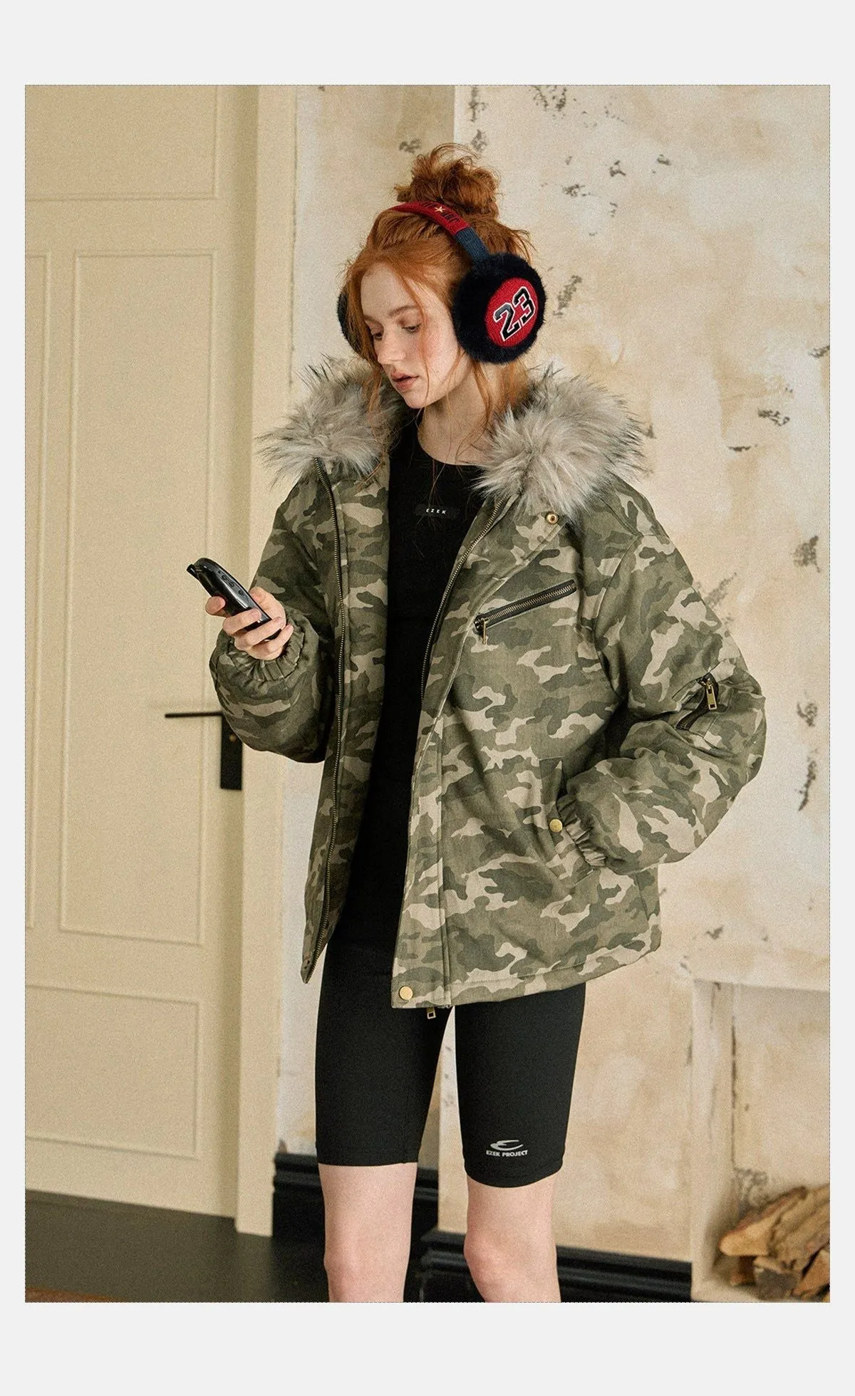 Tom Camo Fur Hood Puffer Jacket