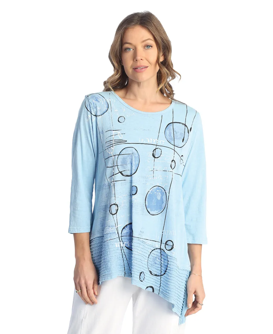 Tori Mineral Washed 100% Cotton Slub Asymmetric Tunic With Wavy Contrast