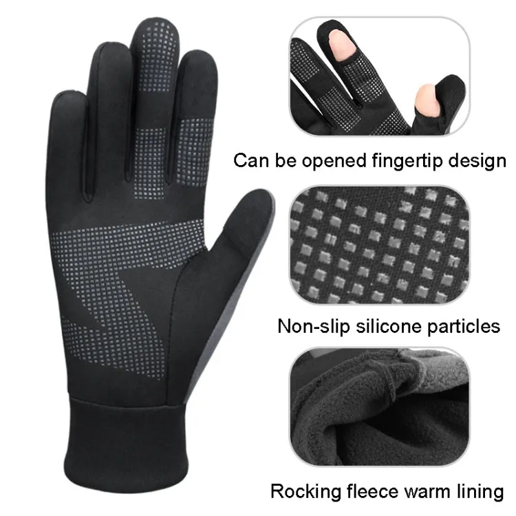 Touch Screen Anti-slip Waterproof Outdoor Sports Warm Cycling Gloves, Size: S(Black)