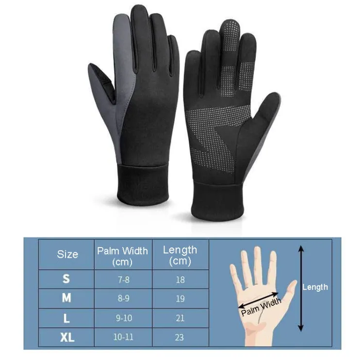 Touch Screen Anti-slip Waterproof Outdoor Sports Warm Cycling Gloves, Size: S(Black)