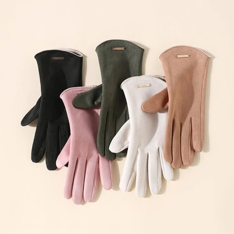 Touch Screen Plus Velvet Keep Warm Riding Gloves, Size: One Size(Women Camel)