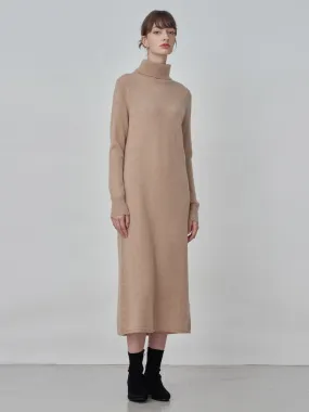 Turtleneck Maxi Dress_Camel