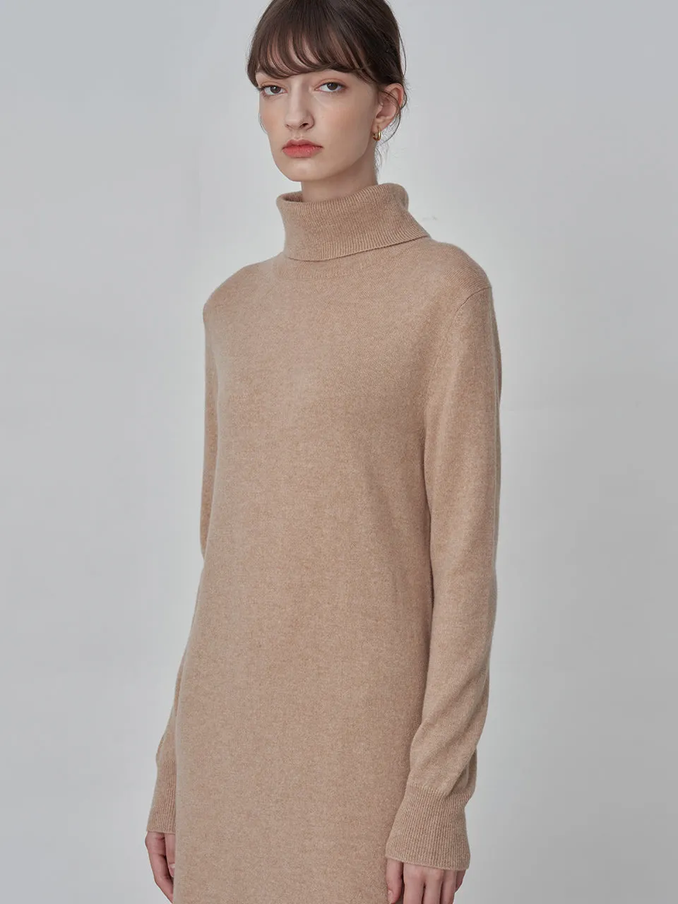 Turtleneck Maxi Dress_Camel