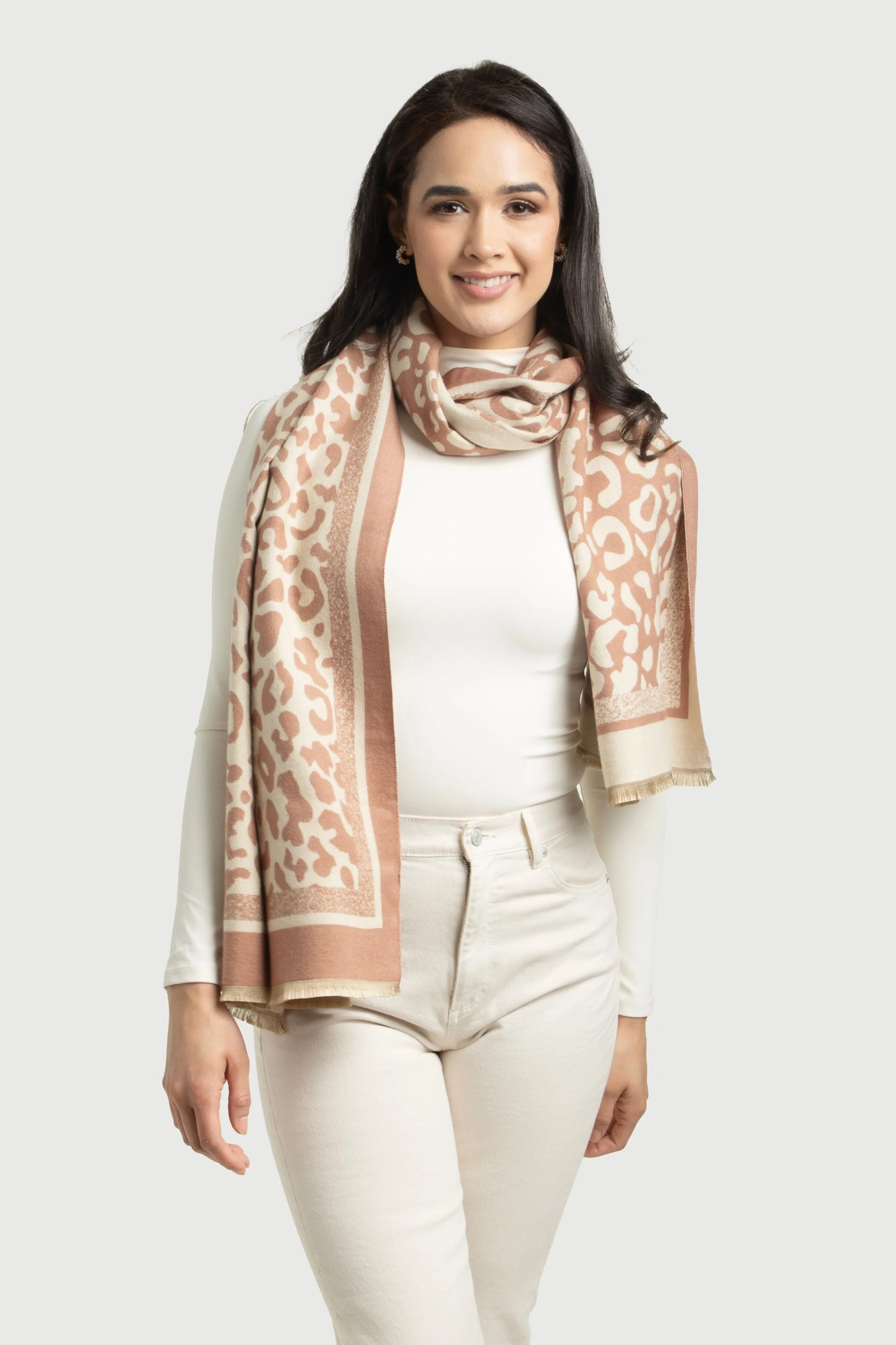 Two Tone Leopard Reversible Scarf