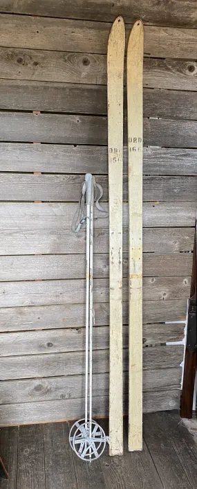 US Military 10th Mountain - Vintage Skis with Poles