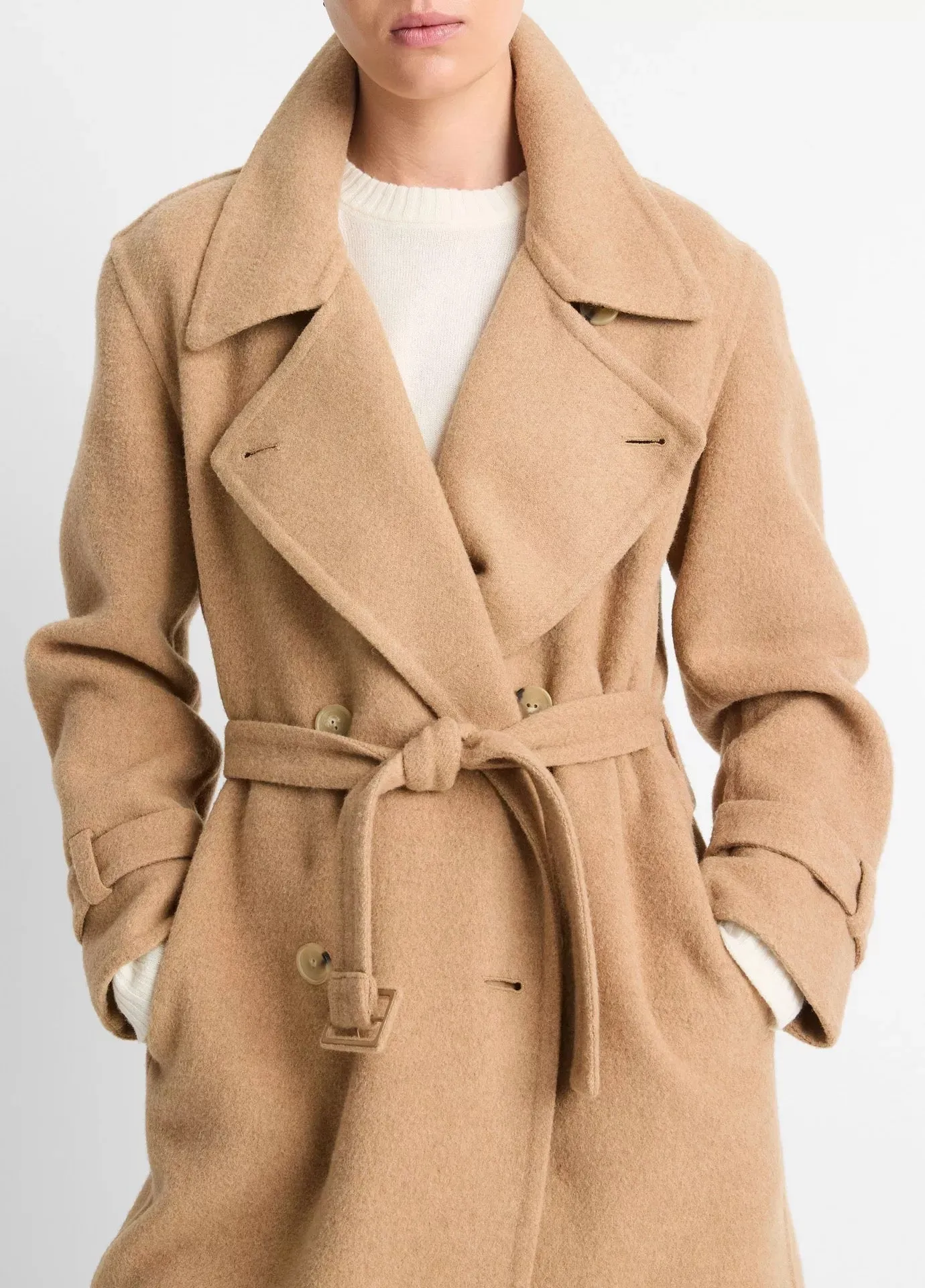 Vince Lofty Belted Long Coat Camel