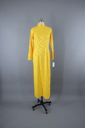 Vintage 1970s Ao Dai Vietnamese Dress / Yellow