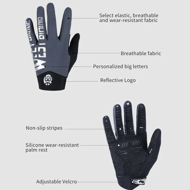 WEST BIKING YP0211214 Long Finger Shock Absorption Non-Slip Touch Screen Gloves Cycling Sports Gloves, Size: L(Fog Blue)