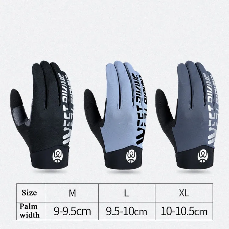 WEST BIKING YP0211214 Long Finger Shock Absorption Non-Slip Touch Screen Gloves Cycling Sports Gloves, Size: L(Fog Blue)