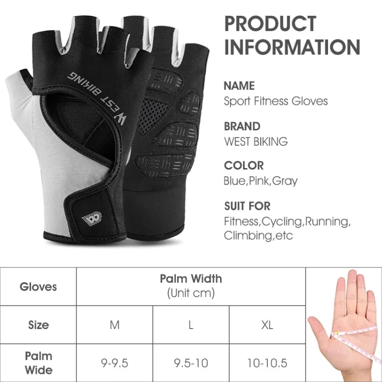 WEST BIKING YP0211217 Cycling Breathable Silicone Palm Gloves Fitness Training Wrist Guard Sports Gloves, Size: M(Dark Gray)