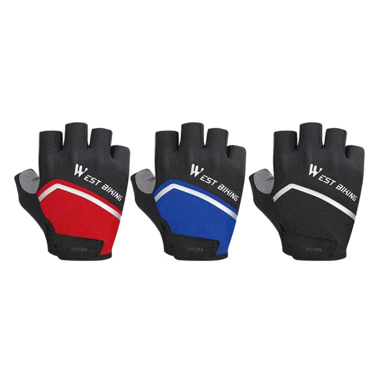 WEST BIKING YP0211222 Bicycle Riding Shock-Absorbing Half-Finger Gloves, Size: L(Black Red)