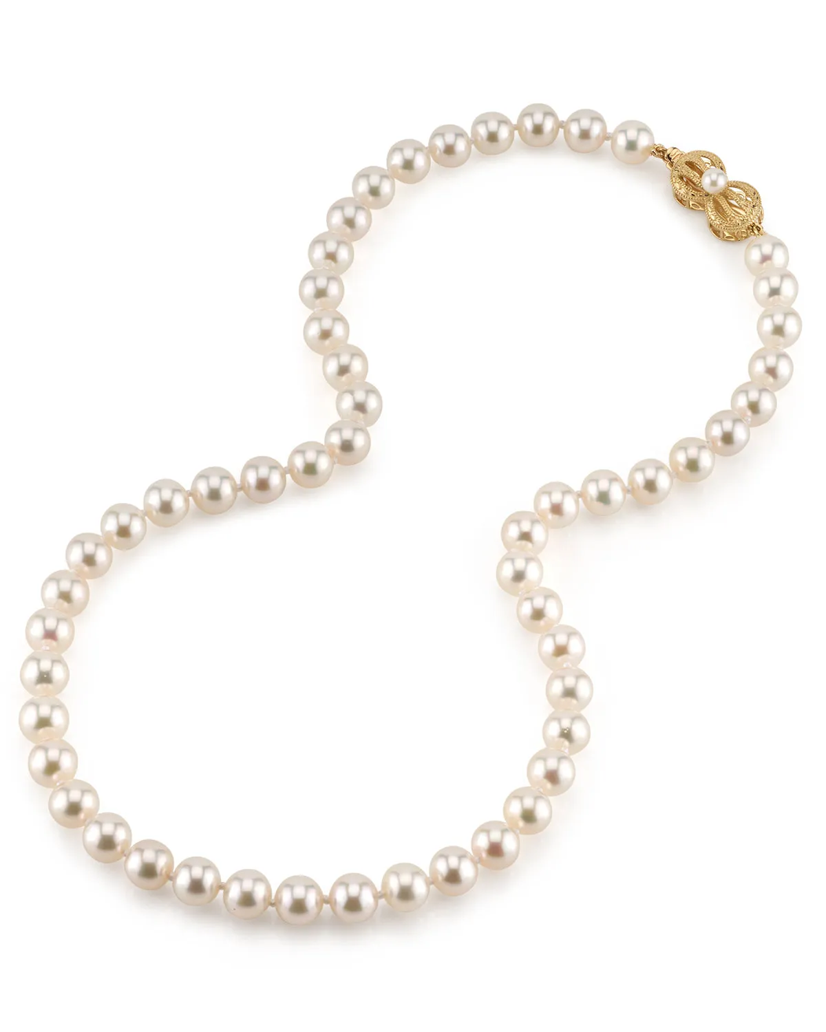 White Japanese Akoya Pearl Necklace, 7.5-8.0mm - AAA Quality