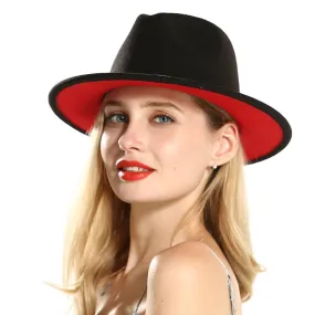 Winter Fedora Hats For Women Fashion Flat Wide Brim Wool Felt Hats