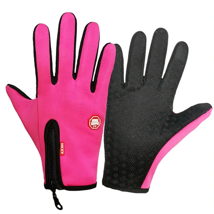 Winter Outdoor Riding Sports Waterproof Touch Screen Glove, Size: L(H041 Red)