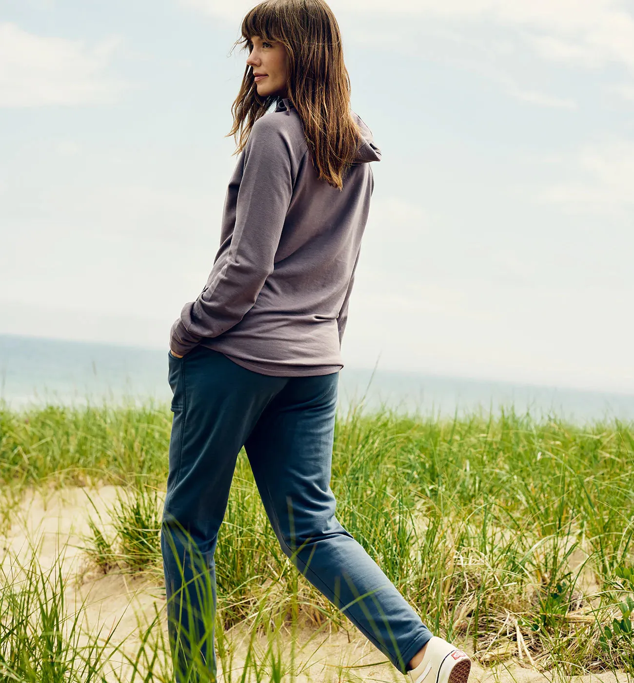 Women's Bamboo Lightweight Fleece Lounge Pant - Stormy Sea