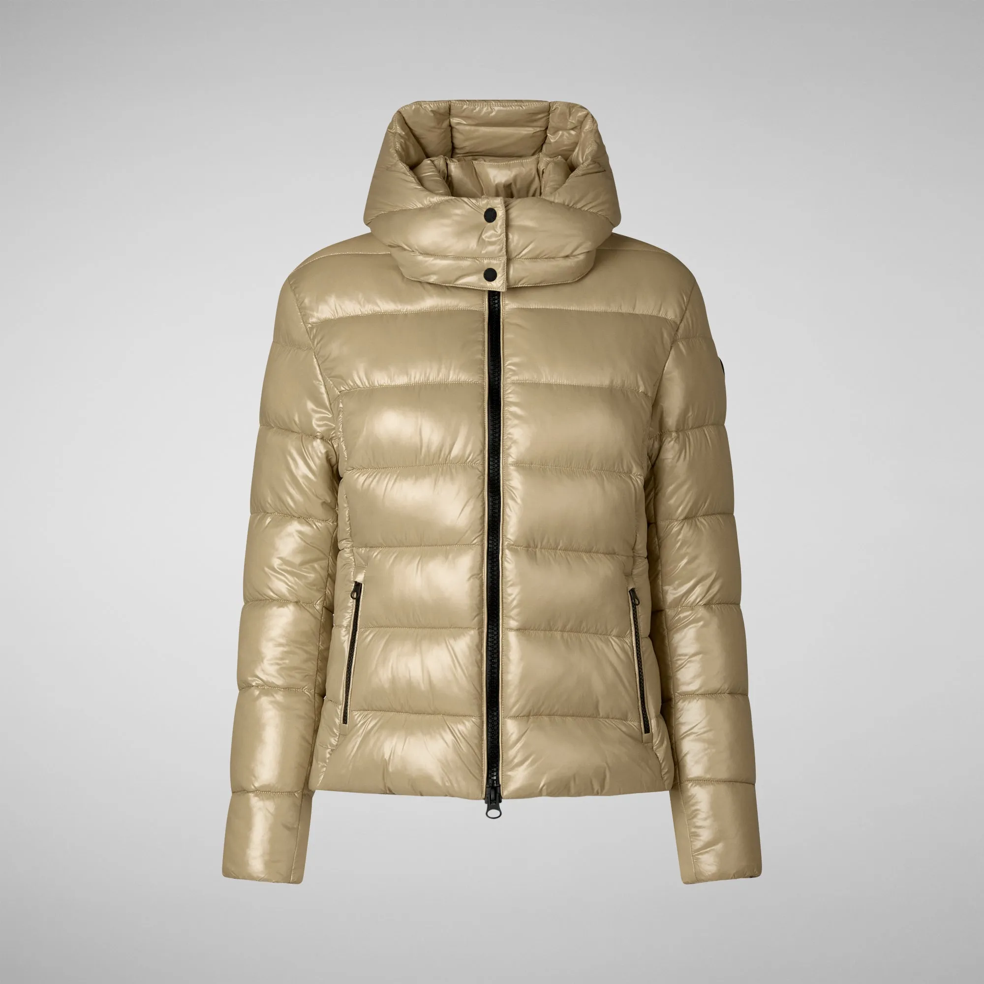 Women's Hooded Puffer Jacket Cosmary in Wood Beige