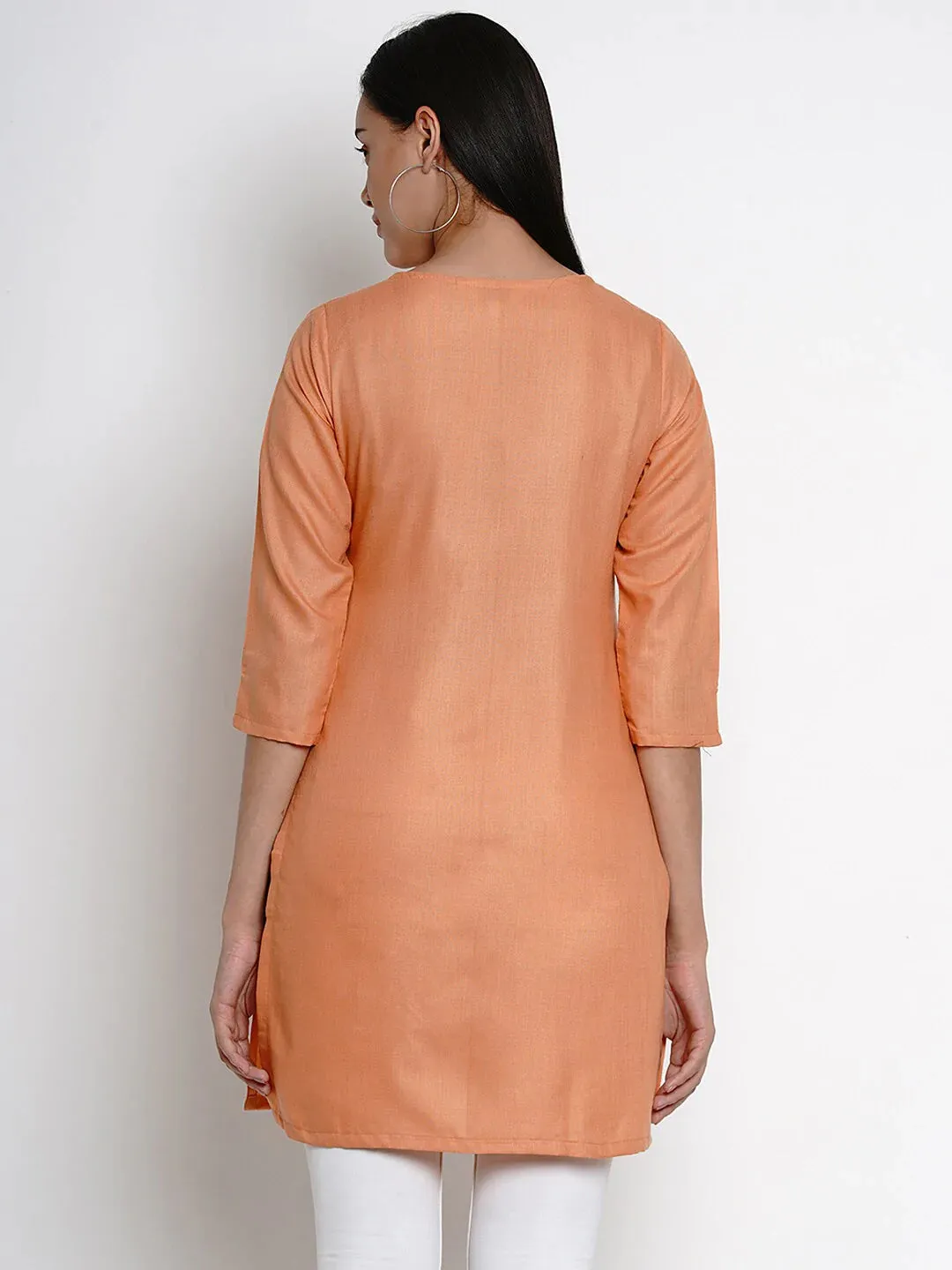 Women'S Orange Tunic With Gota Detailing