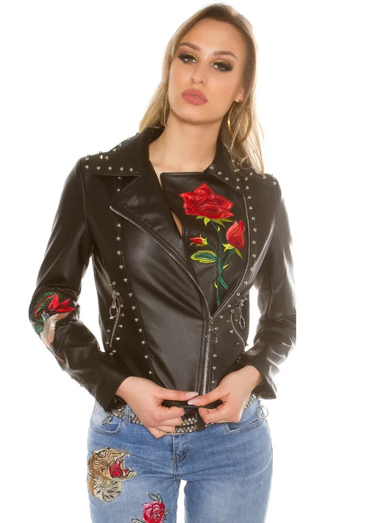 Women's Stylish Limited Edition Leather look Biker Goth style jacket