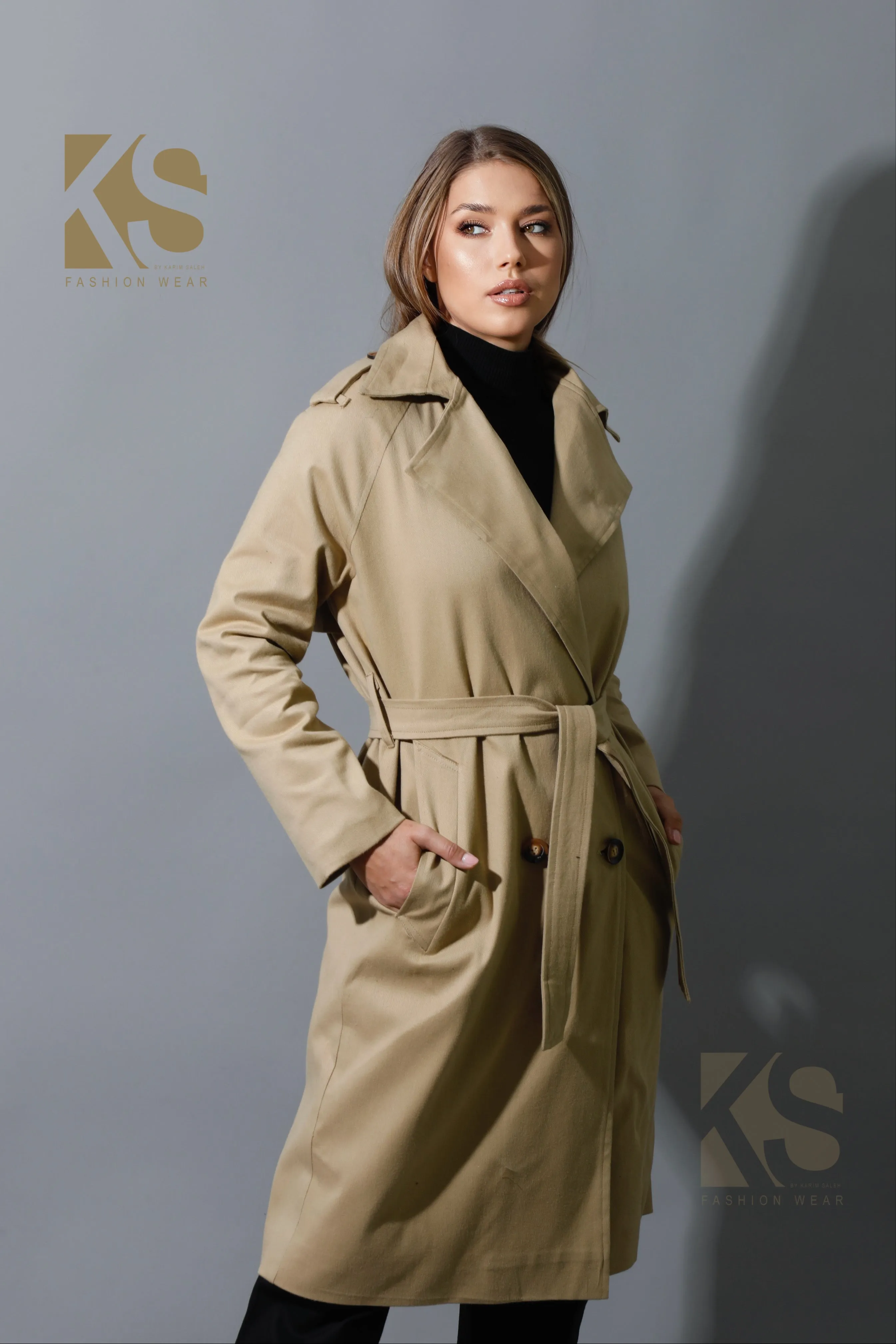 Wrapped Belted Trench Coat