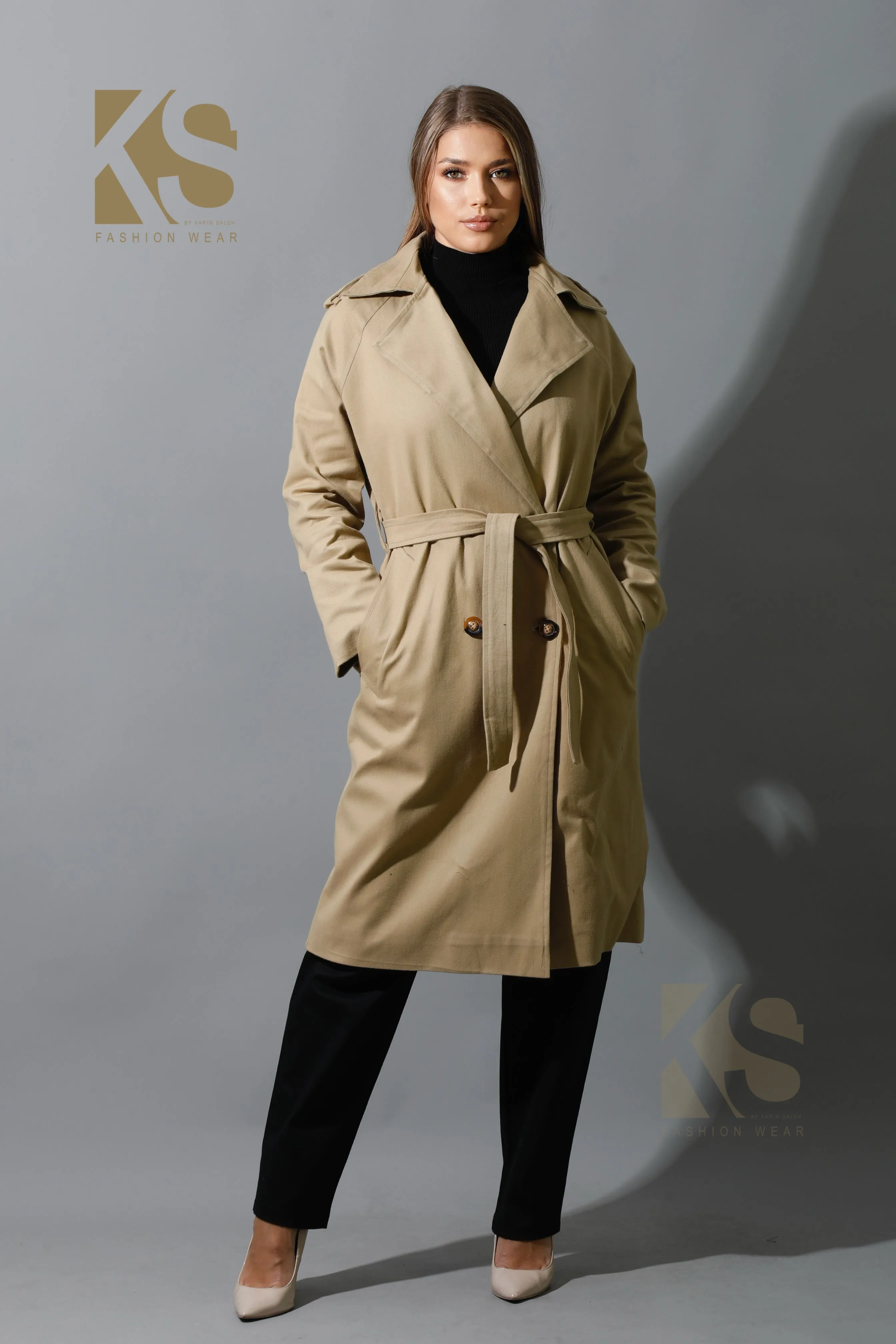 Wrapped Belted Trench Coat