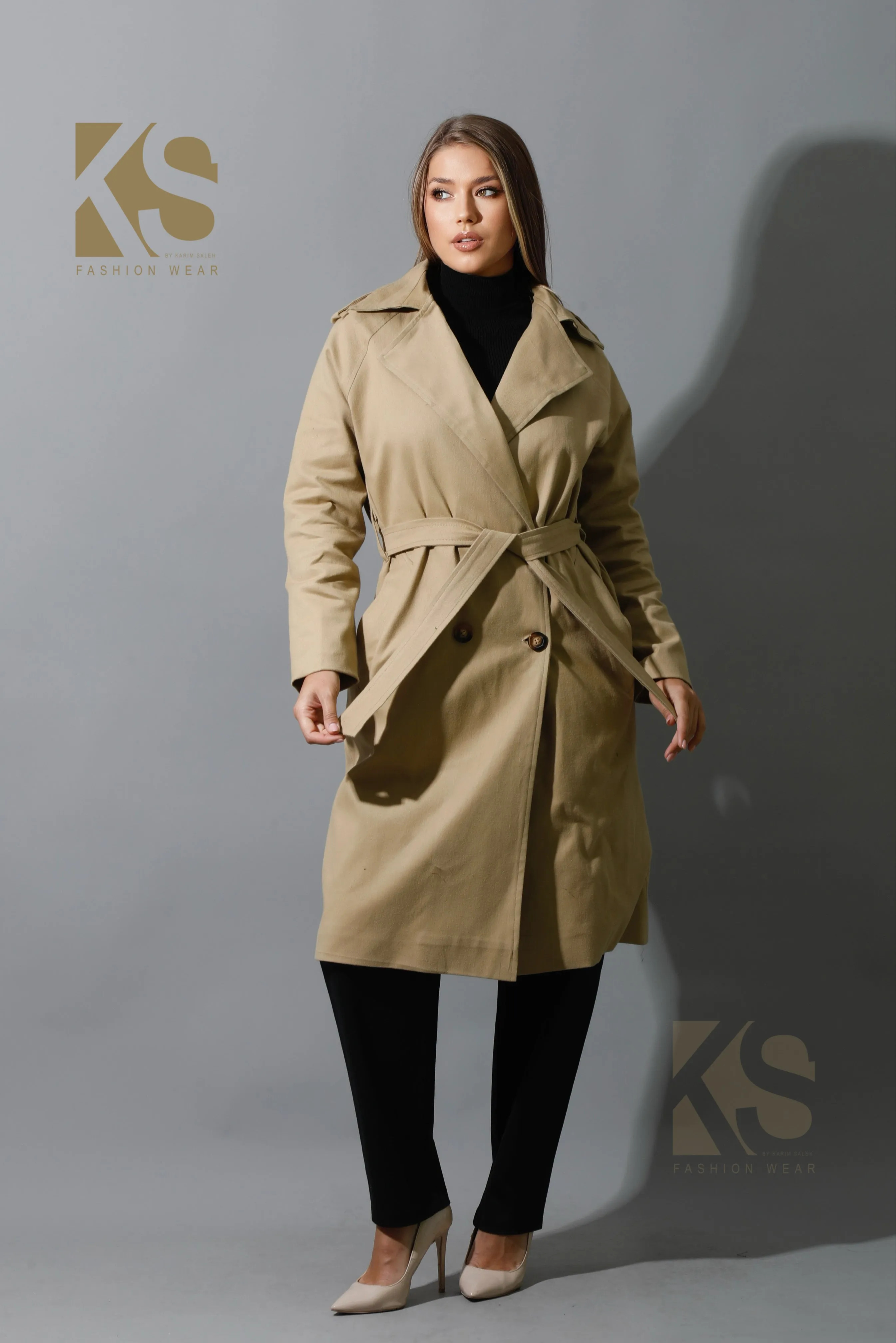 Wrapped Belted Trench Coat