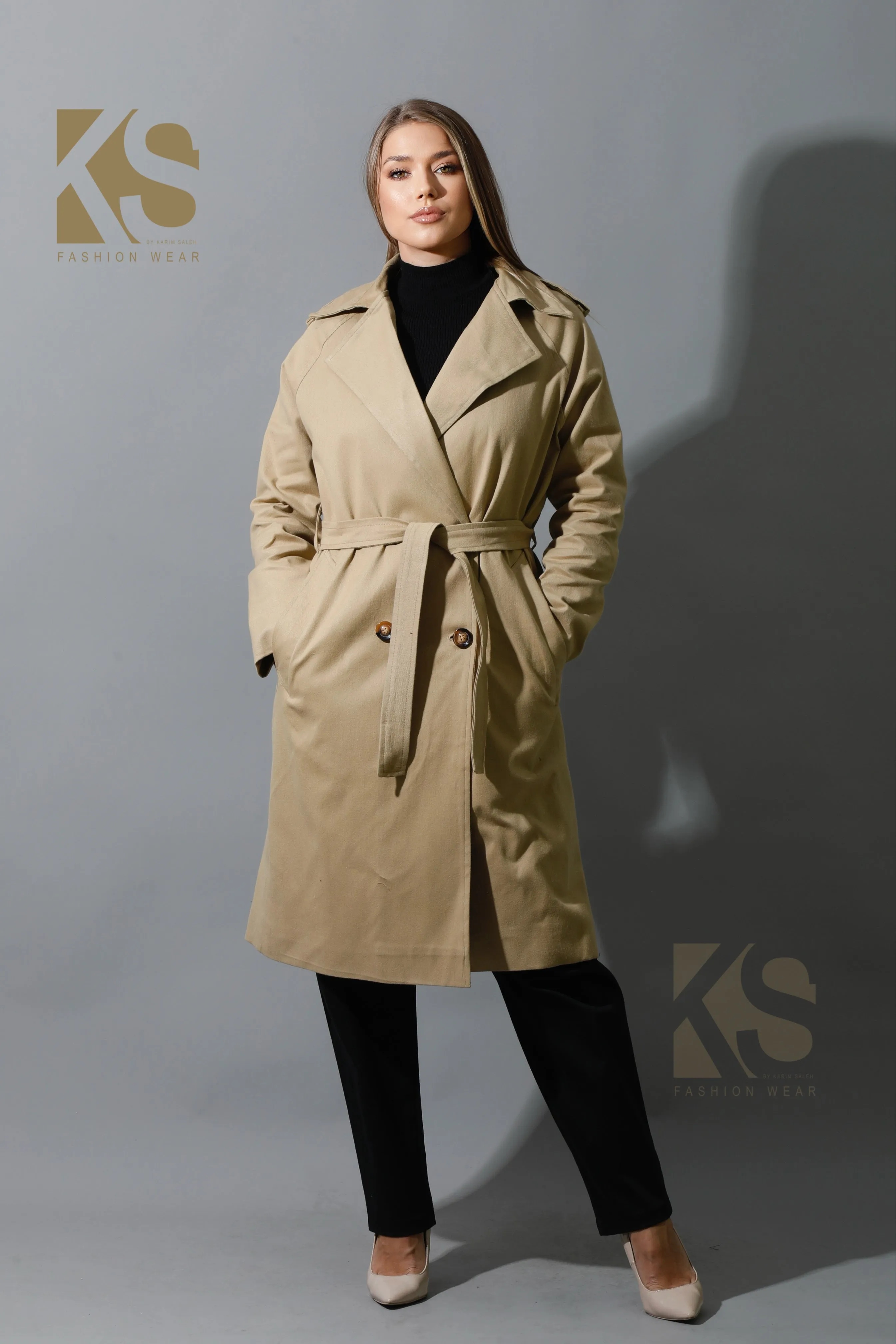 Wrapped Belted Trench Coat