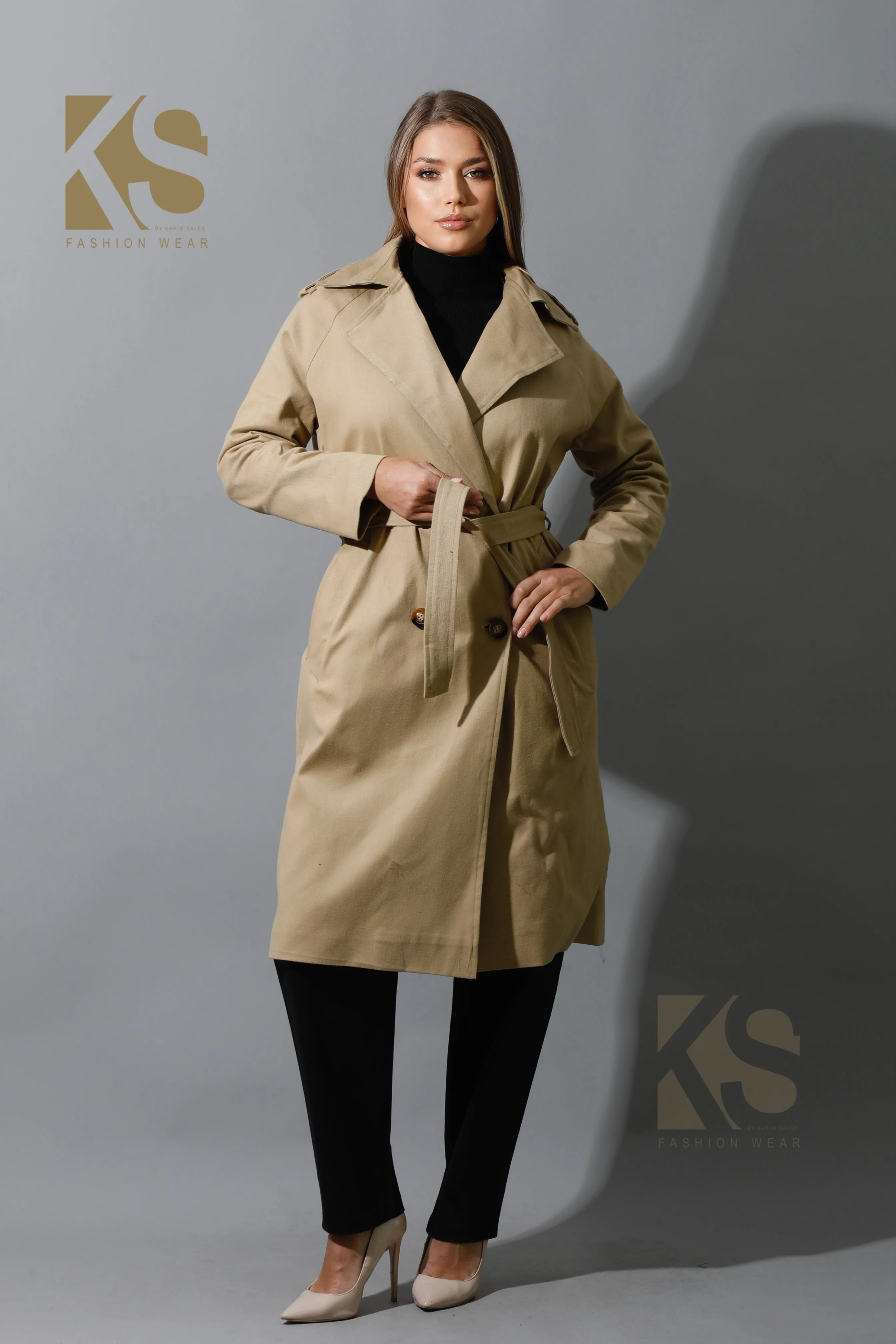 Wrapped Belted Trench Coat