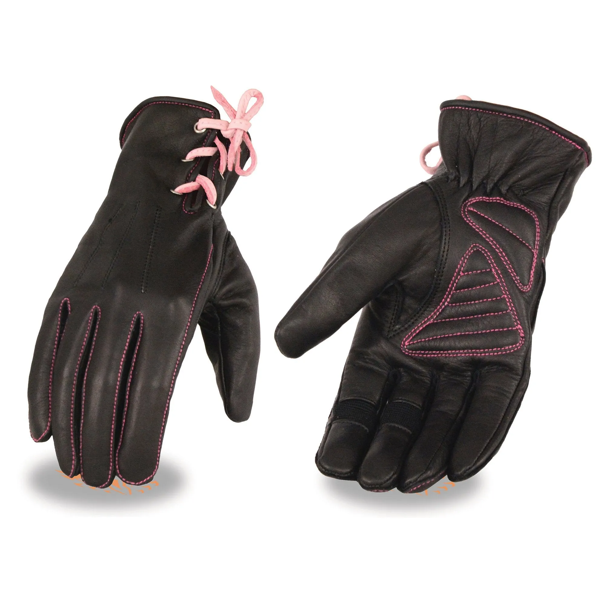 Xelement XG7772 Women's 'Riding' Black and Fuchsia Leather Gloves with