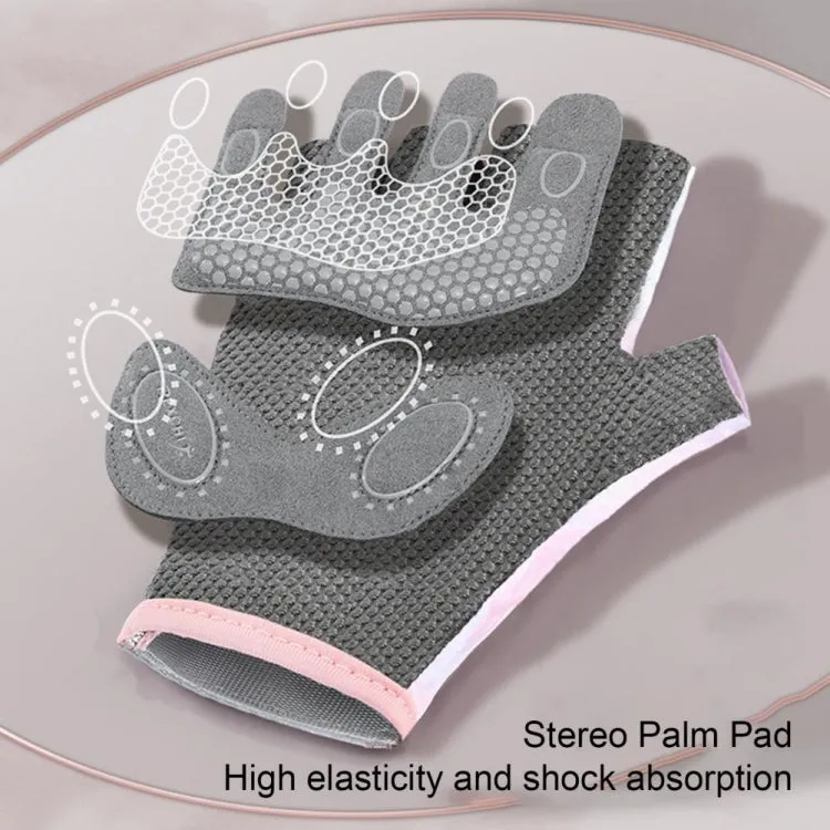 Yoga Sports Gloves Non-slip Shock-absorbing Half-finger Anti-cocoon Gloves, Size: M(Dark Night Black)