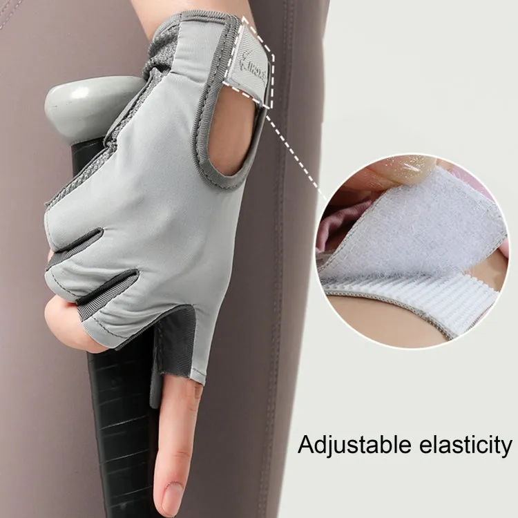 Yoga Sports Gloves Non-slip Shock-absorbing Half-finger Anti-cocoon Gloves, Size: M(Dark Night Black)