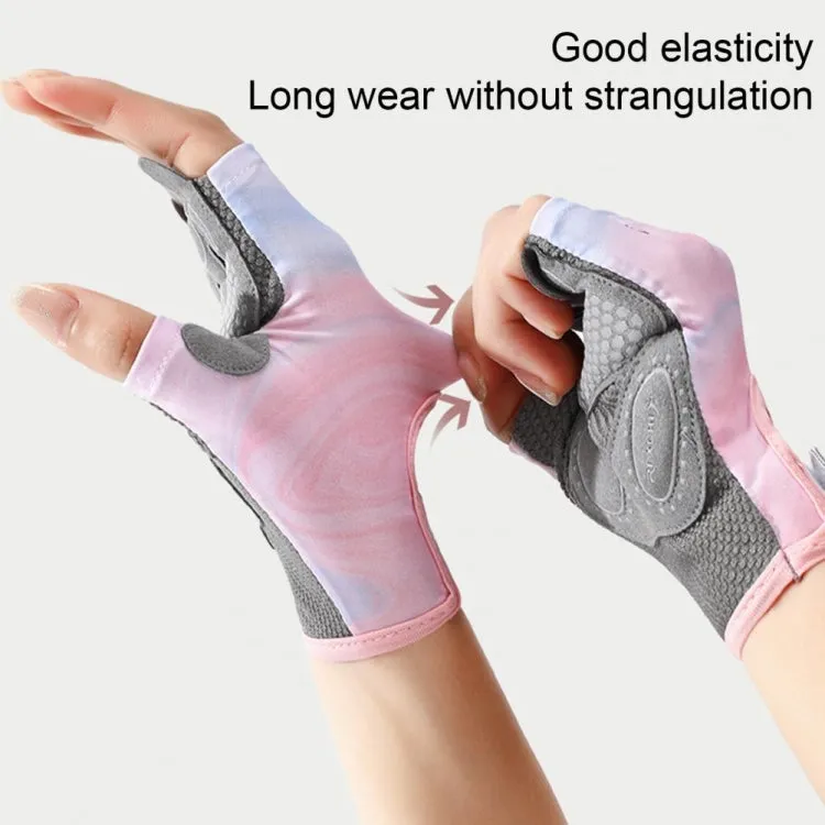 Yoga Sports Gloves Non-slip Shock-absorbing Half-finger Anti-cocoon Gloves, Size: M(Dark Night Black)