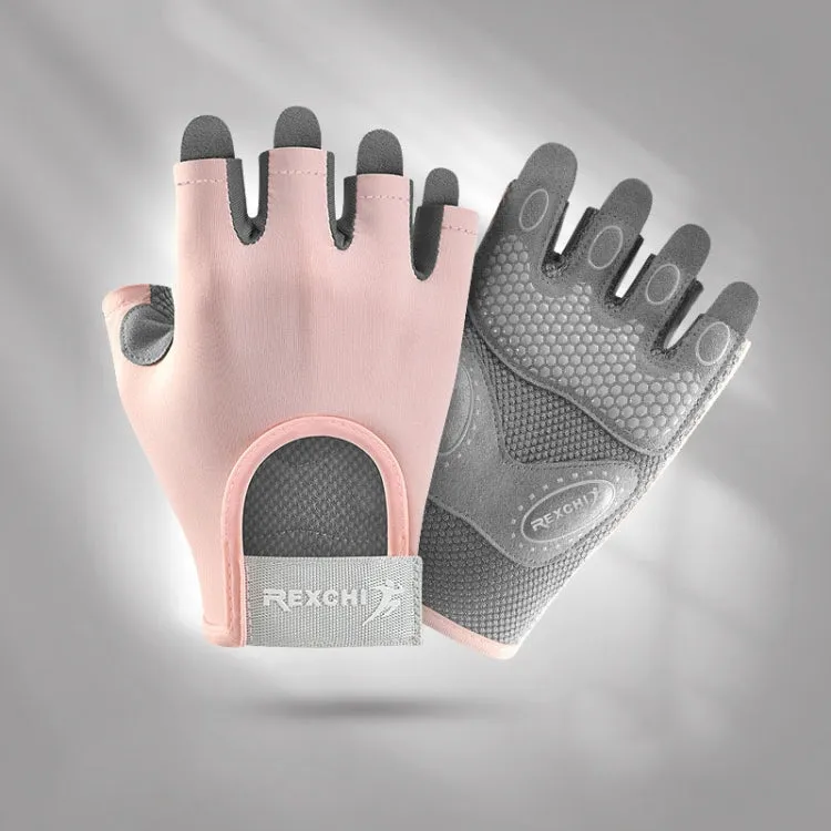 Yoga Sports Gloves Non-slip Shock-absorbing Half-finger Anti-cocoon Gloves, Size: M(Sakura Pink)