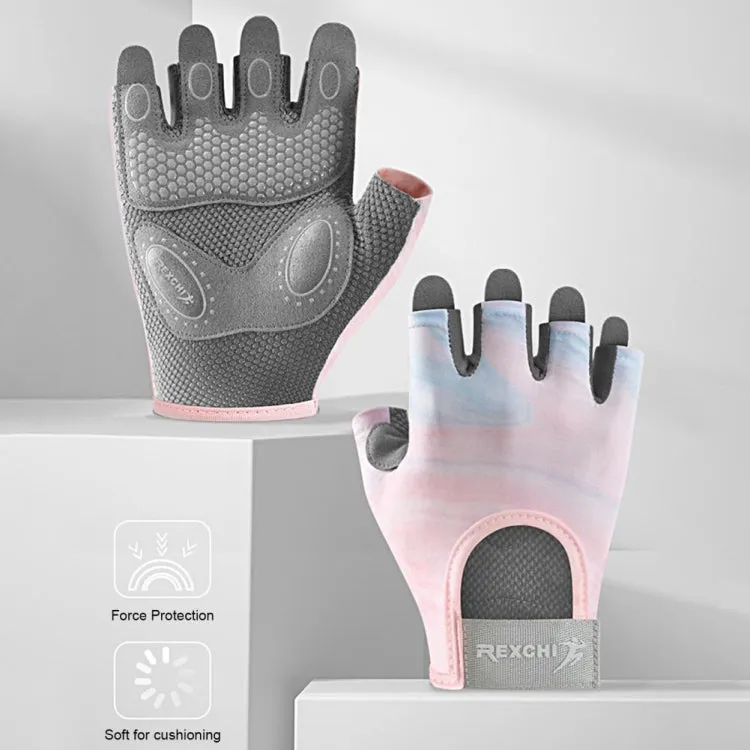 Yoga Sports Gloves Non-slip Shock-absorbing Half-finger Anti-cocoon Gloves, Size: M(Sakura Pink)